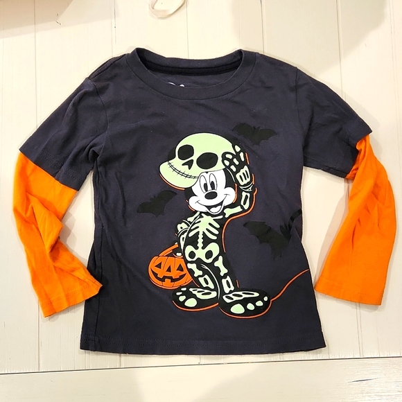 Glow in the Dark Halloween Mickey Skeleton Shirt - Picture 1 of 4